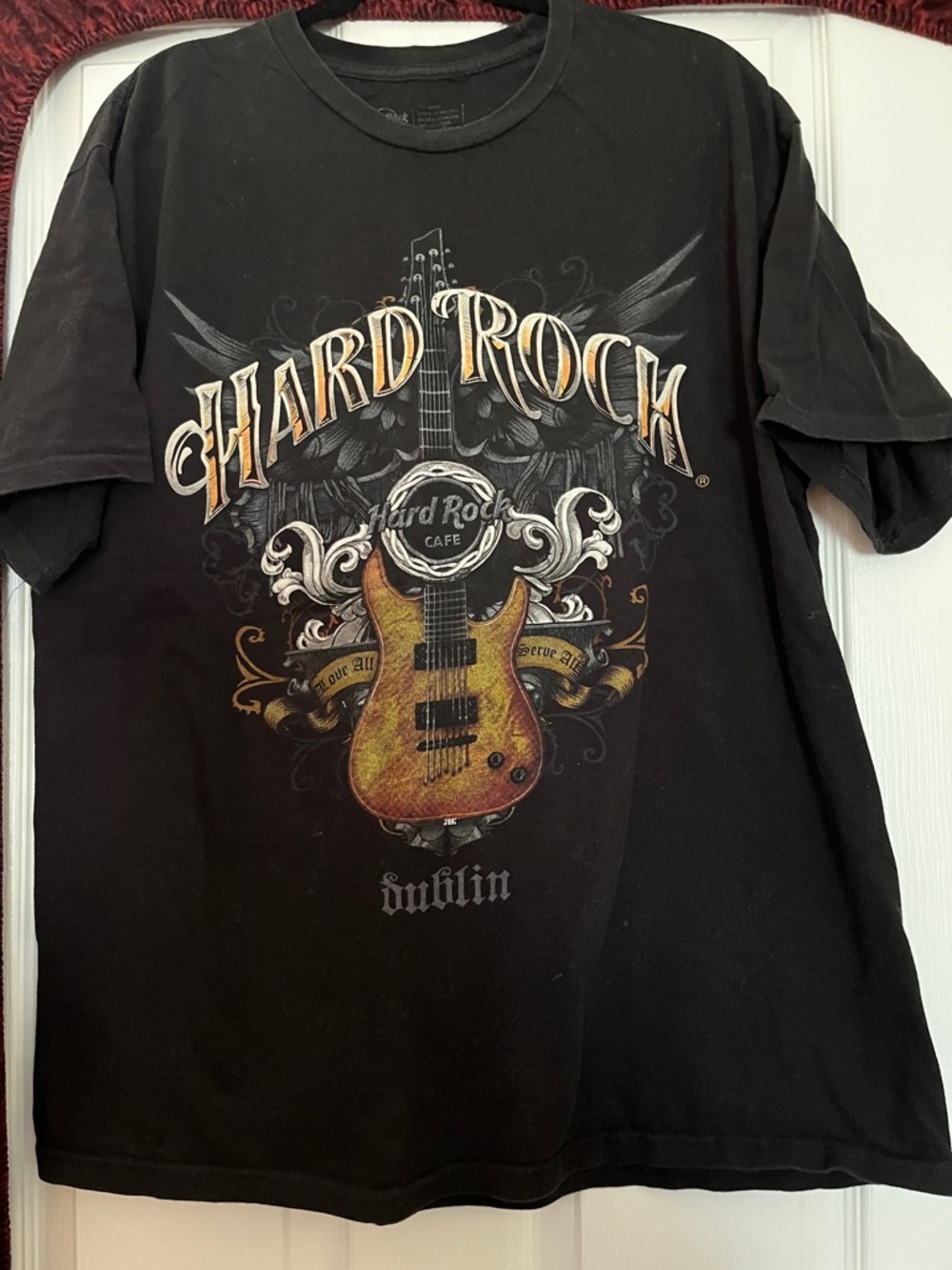 Dublin Hard Rock Cafe Black Tee with Brown Guitar Graphic